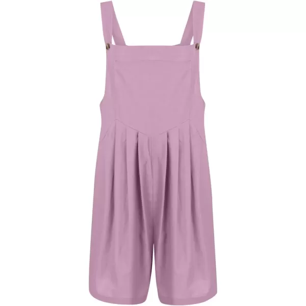 imagechouyatou Womens Summer Loose Short Linen Overalls Cute Wide Leg Rompers Casual Jumpsuits ShortsLight Purple