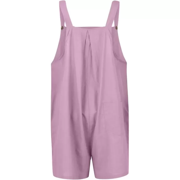 imagechouyatou Womens Summer Loose Short Linen Overalls Cute Wide Leg Rompers Casual Jumpsuits ShortsLight Purple