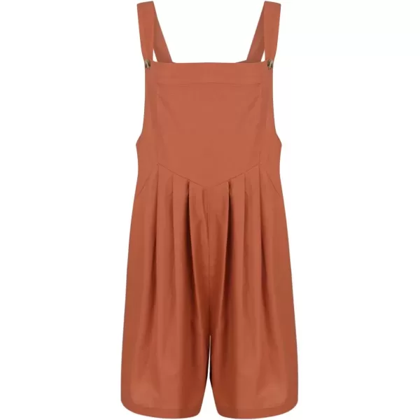 imagechouyatou Womens Summer Loose Short Linen Overalls Cute Wide Leg Rompers Casual Jumpsuits ShortsOrange