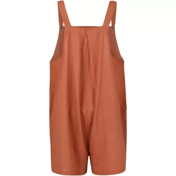 imagechouyatou Womens Summer Loose Short Linen Overalls Cute Wide Leg Rompers Casual Jumpsuits ShortsOrange