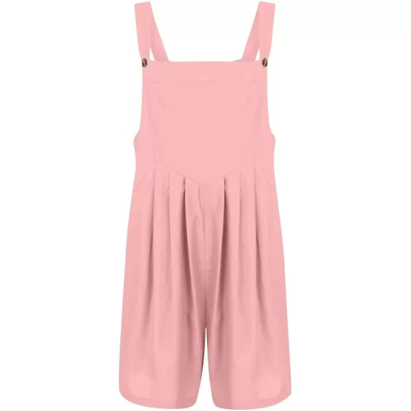 imagechouyatou Womens Summer Loose Short Linen Overalls Cute Wide Leg Rompers Casual Jumpsuits ShortsPink