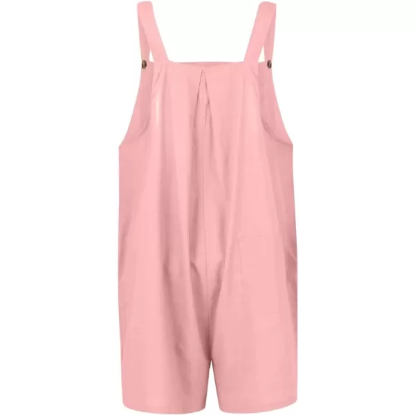 imagechouyatou Womens Summer Loose Short Linen Overalls Cute Wide Leg Rompers Casual Jumpsuits ShortsPink