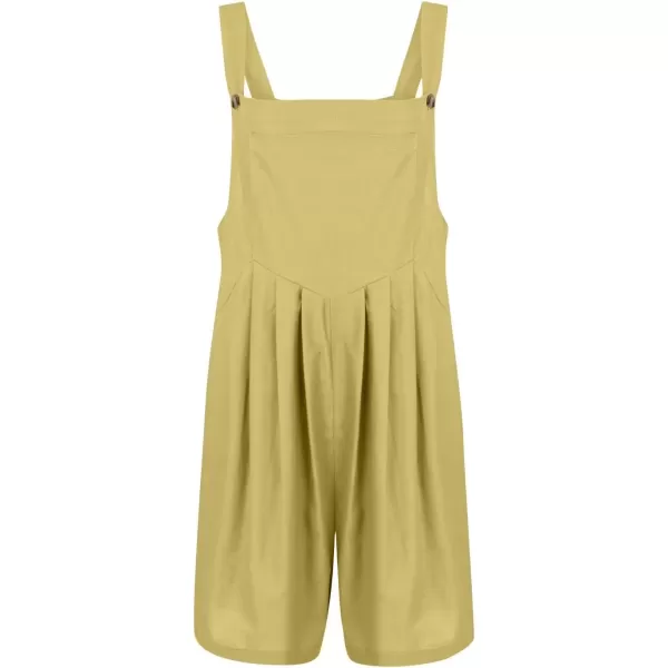 imagechouyatou Womens Summer Loose Short Linen Overalls Cute Wide Leg Rompers Casual Jumpsuits ShortsYellow