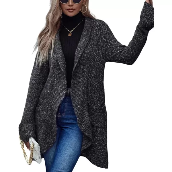 imagechouyatou Womens Fall Flounce Open Front Long Cardigan Sweater Bell Sleeve Dressy Casual Coatigan CoatGrey