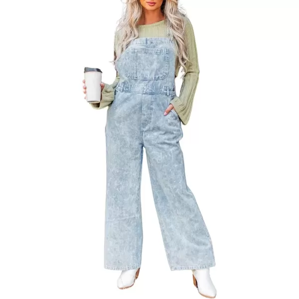 imagechouyatou Womens Vintage Adjustable Strap Denim Bib Overalls Straight Leg Utility Cargo Jeans Pants JumpsuitBlue