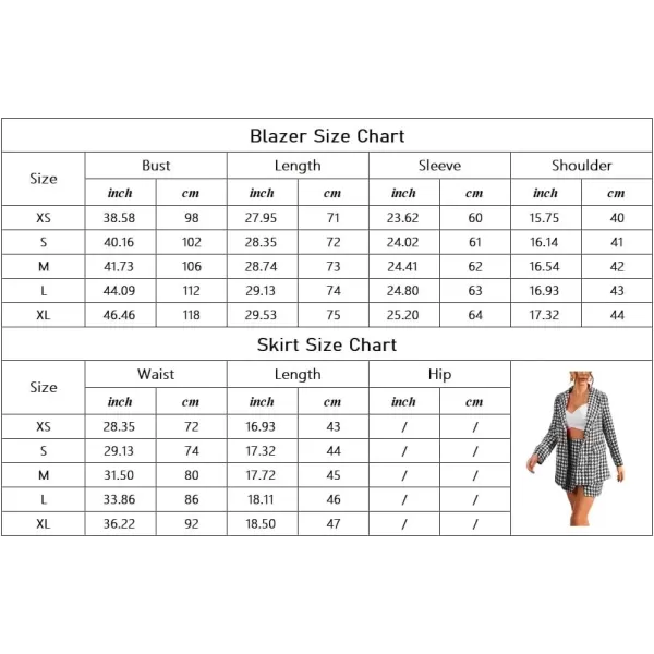 imagechouyatou Womens Business 2 Piece Outfits Houndstooth Tweed Blazer Jacket and Mini Skirt SetPink