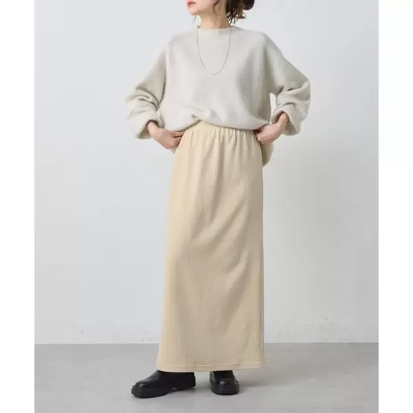 imagechouyatou Womens Cute Corduroy Midi Long Skirt High Elastic Waist Back Slit Vintage Maxi SkirtBeige