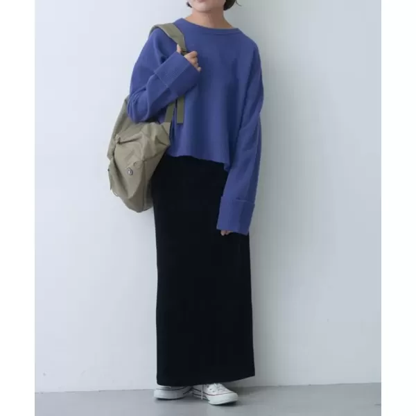 imagechouyatou Womens Cute Corduroy Midi Long Skirt High Elastic Waist Back Slit Vintage Maxi SkirtBlack
