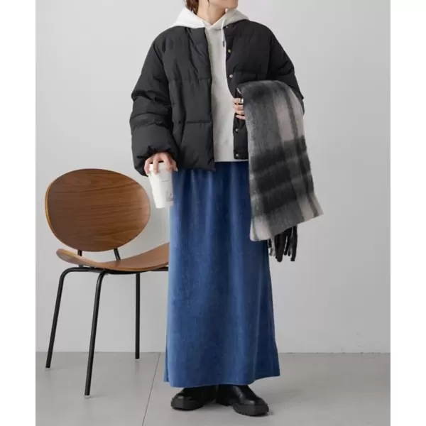 imagechouyatou Womens Cute Corduroy Midi Long Skirt High Elastic Waist Back Slit Vintage Maxi SkirtBlue