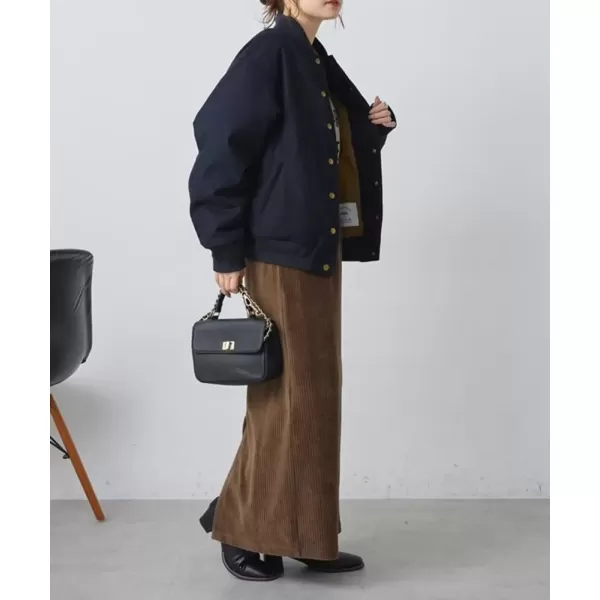 imagechouyatou Womens Cute Corduroy Midi Long Skirt High Elastic Waist Back Slit Vintage Maxi SkirtBrown