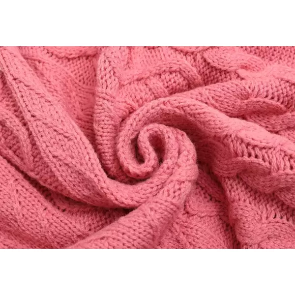 imagechouyatou Womens Fall Casual 2 Piece Outfits Cable Knit V Neck Cardigan Sweater Midi Pencil Skirt SetPink