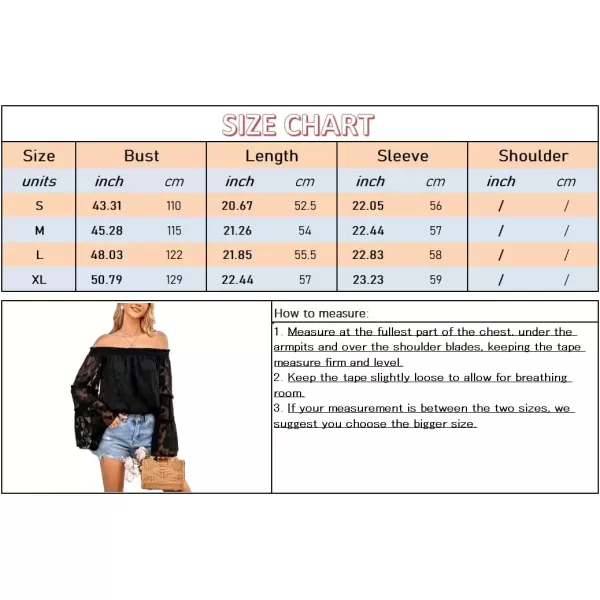 imagechouyatou Womens Sexy Off Shoulder Sheer Bell Sleeve Bohemian Floral Chiffon Blouse TopsBlack