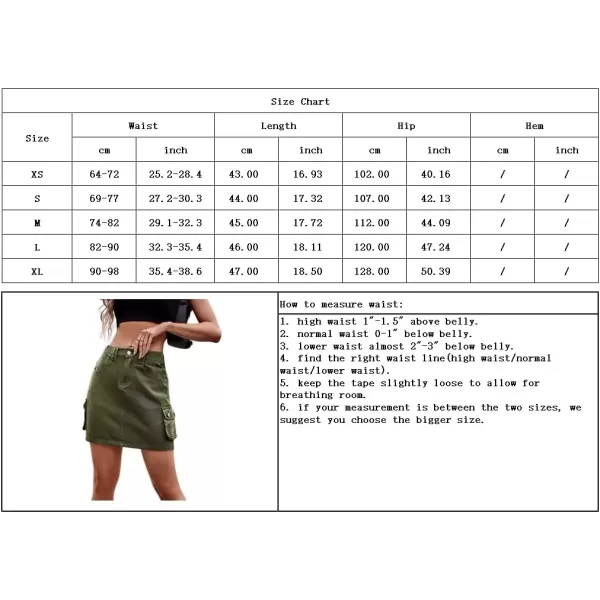 imagechouyatou Womens Elastic Waist Cargo Skirt Y2K ALine Cargo Mini Skirt Summer Denim SkirtBlack