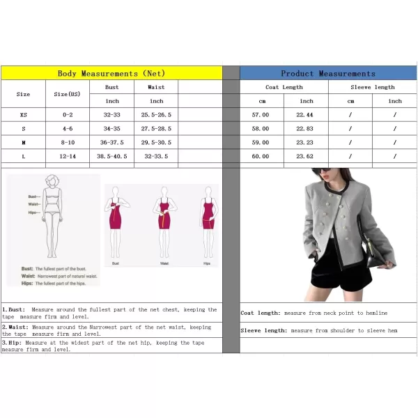 imagechouyatou Womens Elegant Wool Blend Cropped Blazer Jacket Double Breasted Coat Open Front Short Suit TopGrey