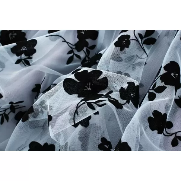 imagechouyatou Womens Fairy ALine Pleated Swing Dance Midi Long Floral Tulle SkirtBlue