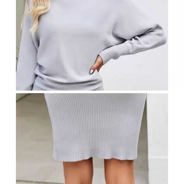 imagechouyatou Womens Fall Bodycon Midi Sweater Dress Sexy Elegant Pullover Turtleneck Sweater DressLight Grey