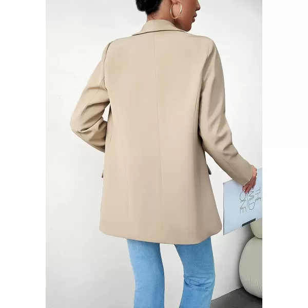 imagechouyatou Womens Fall Business Casual Blazer Jacket Lapel Open Front Office Work Formal Suit BlazerApricot