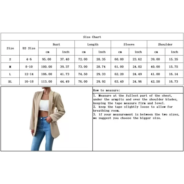imagechouyatou Womens Fall Business Casual Blazer Jacket Lapel Open Front Office Work Formal Suit BlazerApricot