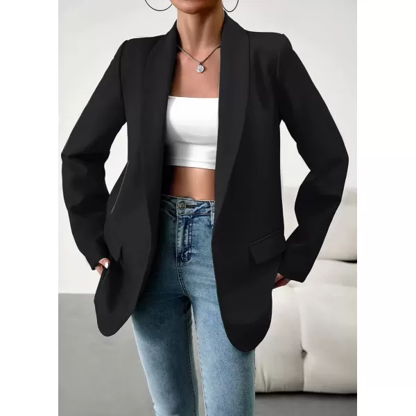 imagechouyatou Womens Fall Business Casual Blazer Jacket Lapel Open Front Office Work Formal Suit BlazerBlack