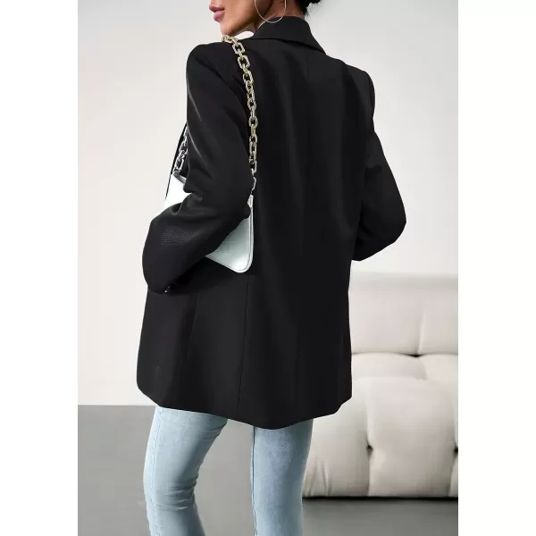 imagechouyatou Womens Fall Business Casual Blazer Jacket Lapel Open Front Office Work Formal Suit BlazerBlack
