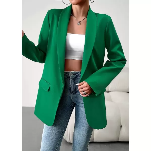 imagechouyatou Womens Fall Business Casual Blazer Jacket Lapel Open Front Office Work Formal Suit BlazerGreen