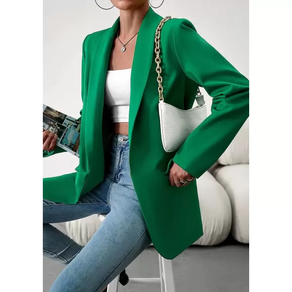 imagechouyatou Womens Fall Business Casual Blazer Jacket Lapel Open Front Office Work Formal Suit BlazerGreen
