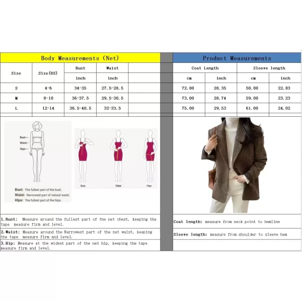 imagechouyatou Womens Fall Winter Wool Blend Casual Business Blazer Jacket Single Breasted Dressy Work CoatBrown