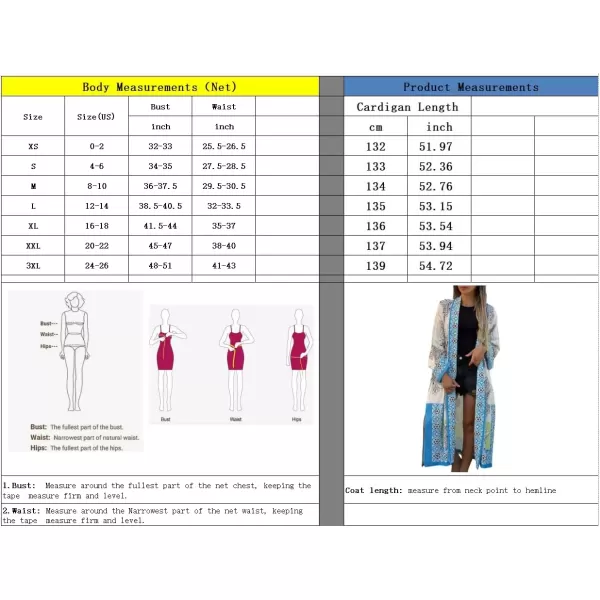 imagechouyatou Womens Floral Print Open Front Long Maxi Beach Cover Up Cardigan Shirt Tops with Side SlitBlue