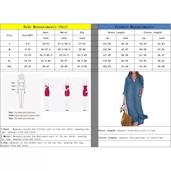 imagechouyatou Womens Summer Casual Denim Shirt Dress Roll Up Long Sleeve Loose Maxi Shift Jean DressDark Blue