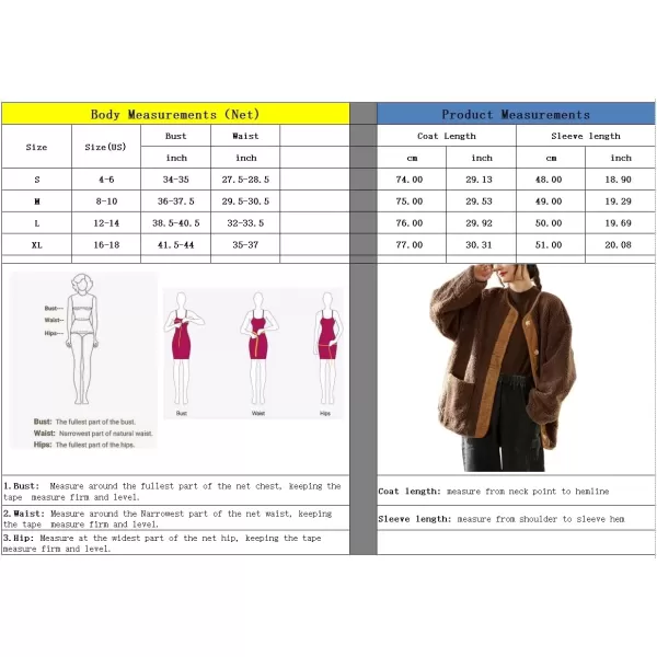 imagechouyatou Womens Warm Button Down Fuzzy Fleece Jacket Collarless Oversized Sherpa Jacket Faux Fur CoatBrown