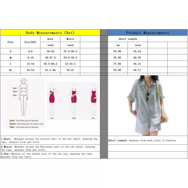imagechouyatou Womens Summer Striped Button Down Shirt Business Casual Short Sleeve Tops BlousesBlue