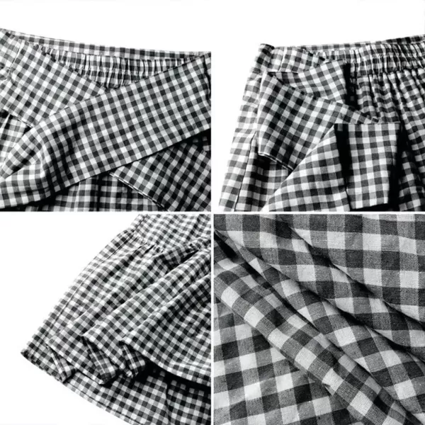 imagechouyatou Womens Tie Knot Plaid Maxi Skirt ALine Swing Ruffle Skirt Vintage Gingham Long SkirtsBlack