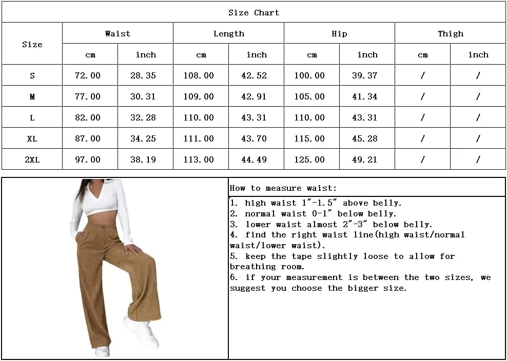 imagechouyatou Womens Straight Leg Vintage High Waisted Corduroy Pants Trousers with PocketsNavy Blue