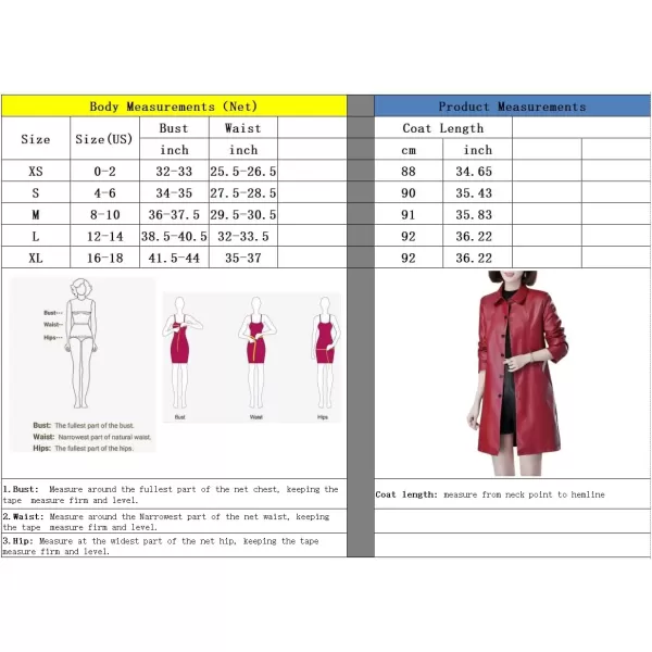 imagechouyatou Womens Elegant Collared Single Breasted Pu Faux Leather Jacket Trench Coat with PocketsRed