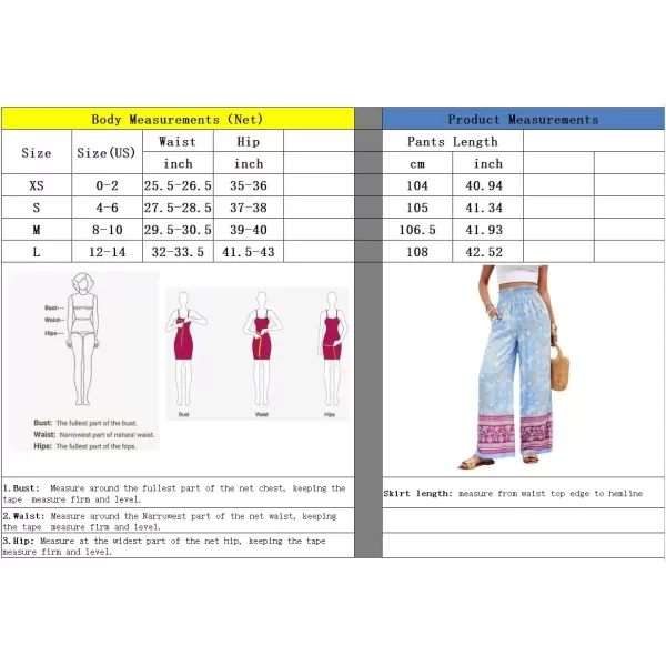 imagechouyatou Womens Floral Wide Leg Palazzo Pants Boho High Elastic Waisted Beach Flowy Pants with PocketsOrange