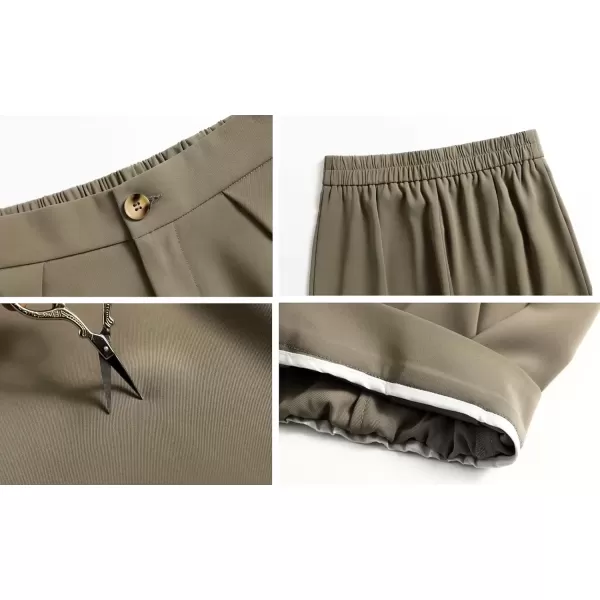 imagechouyatou Womens High Waisted Dress Pants Business Casual Work Pants Palazzo Wide Leg TrousersGreen