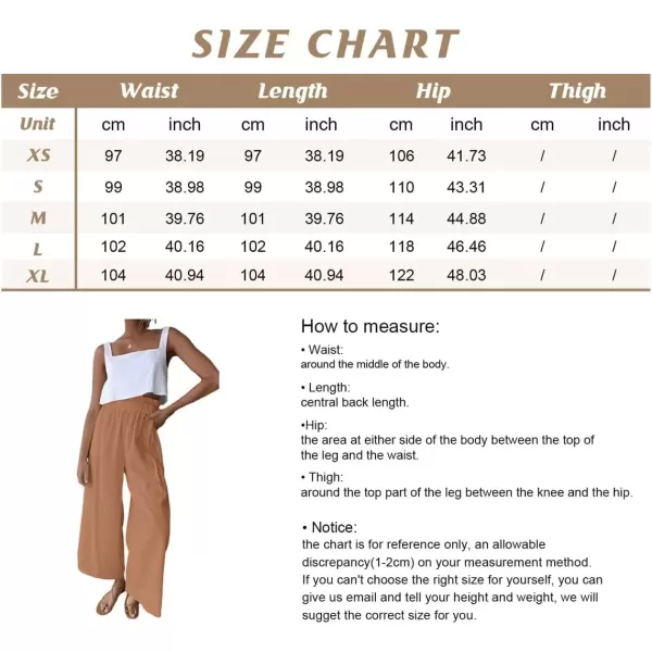 imagechouyatou Womens Casual Elastic Waist Beach Lounge Palazzo Wide Leg Linen PantsBrick Red