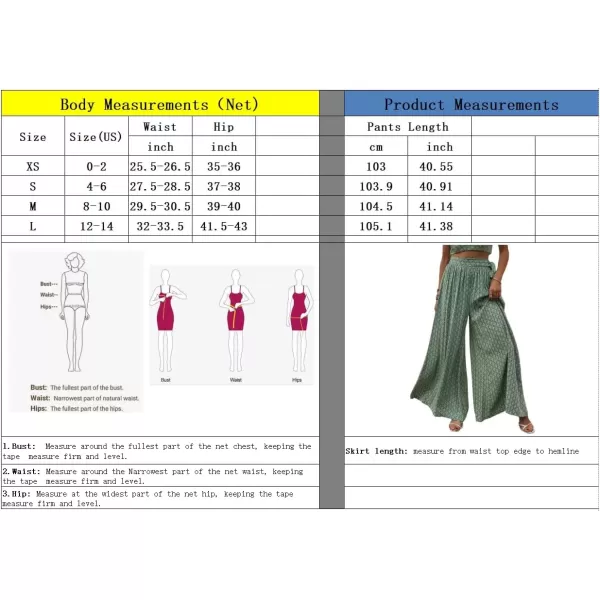 imagechouyatou Womens High Waisted Wide Leg Boho Beach Palazzo Pants Floral Print Tie Knot Waist Flowy Colutte PantsGreen