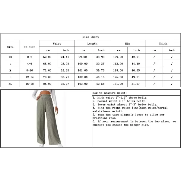 imagechouyatou Womens Ribbed Knit Wide Leg Pants High Wasit Flowy Palazzo Sweater Pants Lounge TrousersYellowish Green