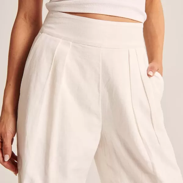 imagechouyatou Womens Summer Casual Cotton Linen Pants High Elastic Waist Beach Palazzo Toursers PantApricot