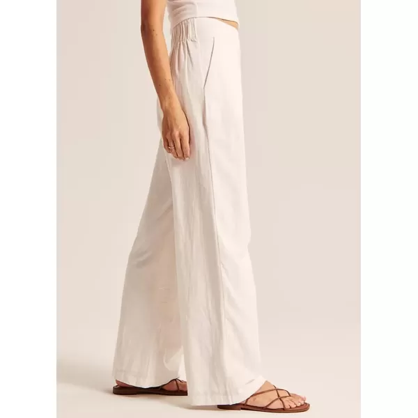 imagechouyatou Womens Summer Casual Cotton Linen Pants High Elastic Waist Beach Palazzo Toursers PantApricot
