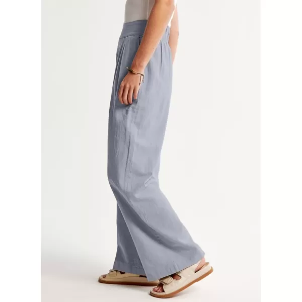 imagechouyatou Womens Summer Casual Cotton Linen Pants High Elastic Waist Beach Palazzo Toursers PantGrey