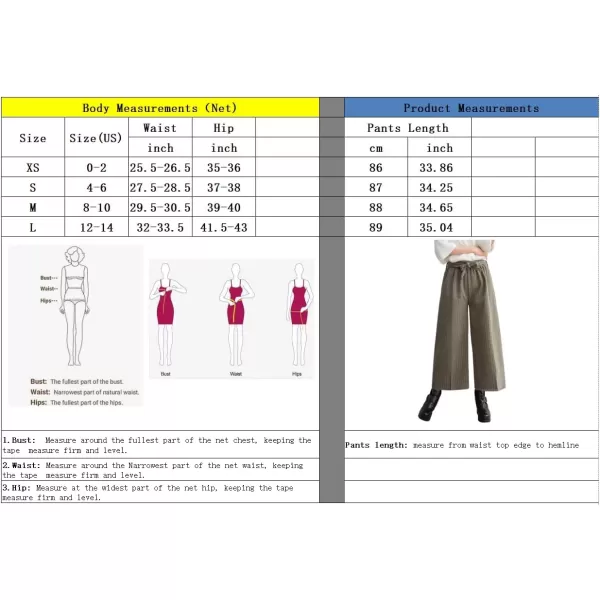 imagechouyatou Womens Winter Striped Wool Capri Pants High Waist Wide Leg Wool Blend Palazzo Pants Culottes with BeltKhaki
