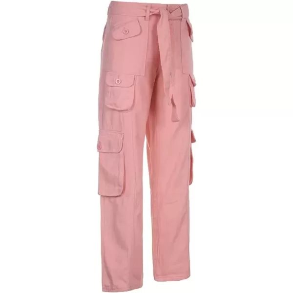 imagechouyatou Womens Y2K Baggy Cargo Pants Low Waisted Wide Leg Grunge Streetwear TrousersPink