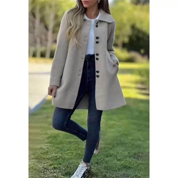 imagechouyatou CHOUYAOTU Womens Fall Single Breasted Button Down Wool Coat Business Casual Office Winter Trench CoatAprico