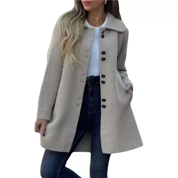imagechouyatou CHOUYAOTU Womens Fall Single Breasted Button Down Wool Coat Business Casual Office Winter Trench CoatAprico
