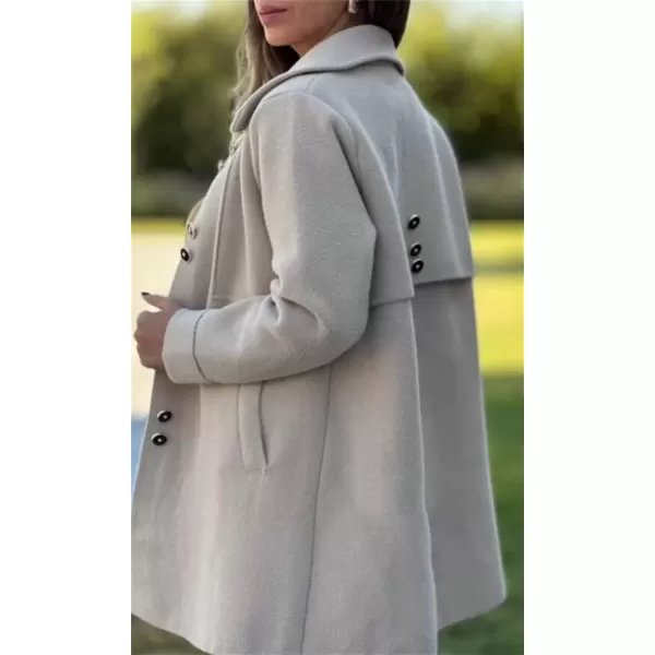 imagechouyatou CHOUYAOTU Womens Fall Single Breasted Button Down Wool Coat Business Casual Office Winter Trench CoatAprico