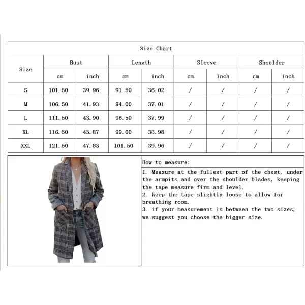 imagechouyatou Womens Chic Single Breasted Mid Long Plaid Wool Coat Blazer OvercoatGrey