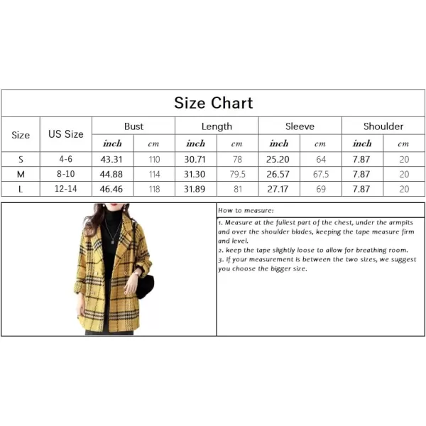imagechouyatou Womens Elegant Houndstooth Plaid Double Breasted Lapel Collar Office Work Wool Pea Coat OvercoatBlack White
