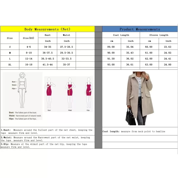 imagechouyatou Womens Fall Herringbone Wool Coat Formal Office Work Single Breasted Winter Pea CoatApricot